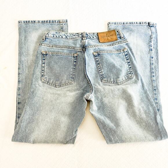 Calvin Klein Flare Jean All Over Sandblast Vintage Denim Size 7 Inseam 30 - Picture 5 of 8